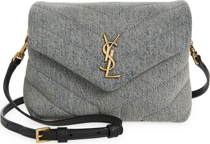 Saint Laurent Toy Loulou Matelassé Denim Crossbody Bag Grey Bag Bags Nordstrom Sale | Nordstrom