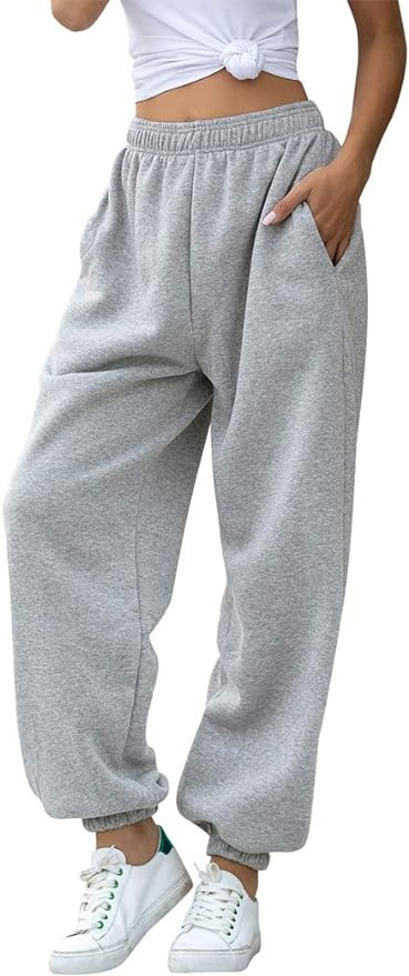 HeSaYep Women's High Waisted Sweatpants Workout Active Joggers Pants Baggy Lounge Bottoms | Amazon (US)