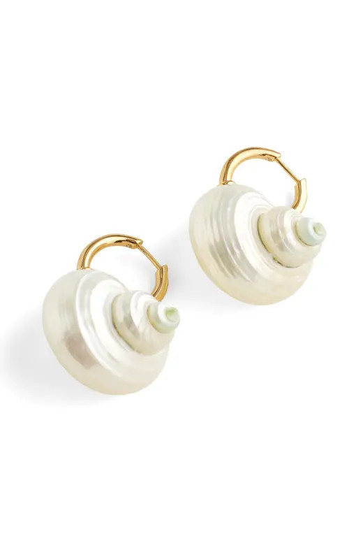Madewell Shell Statement Hoop Earrings in Antique Gold at Nordstrom | Nordstrom
