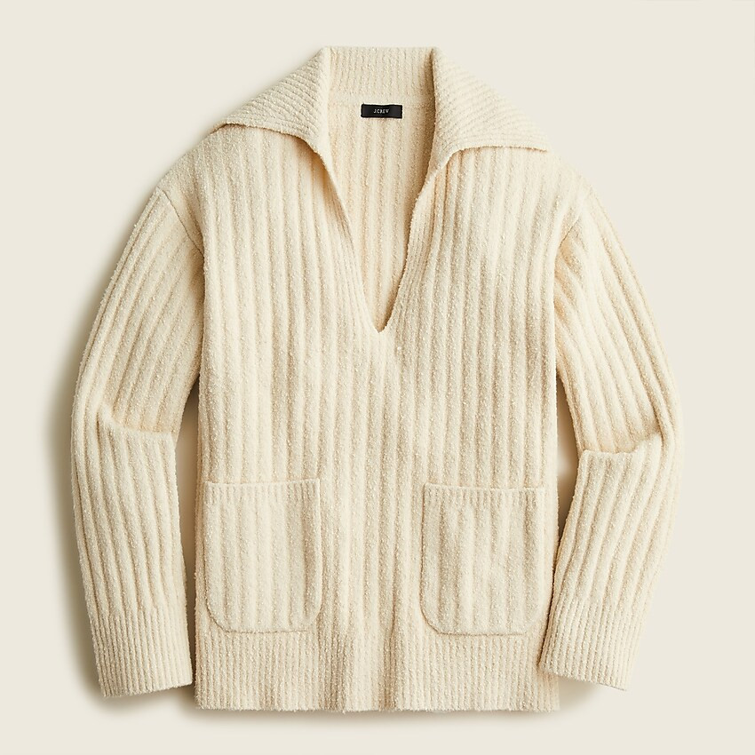 Collared cotton-bouclé beach sweater | J. Crew US