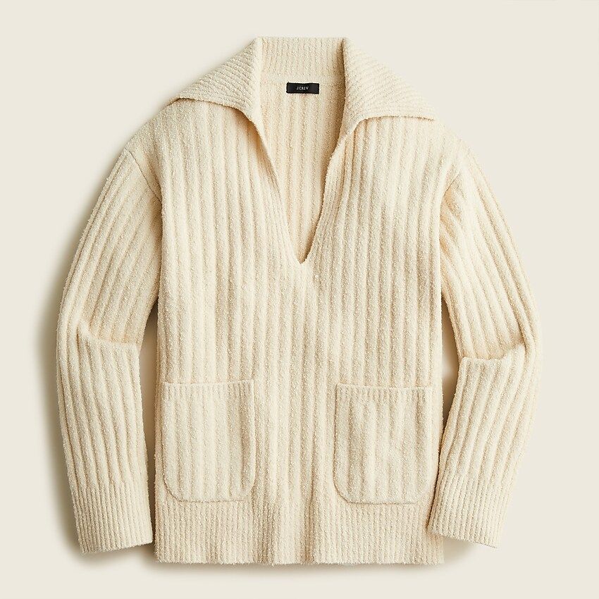 Collared cotton-bouclé beach sweater | J.Crew US