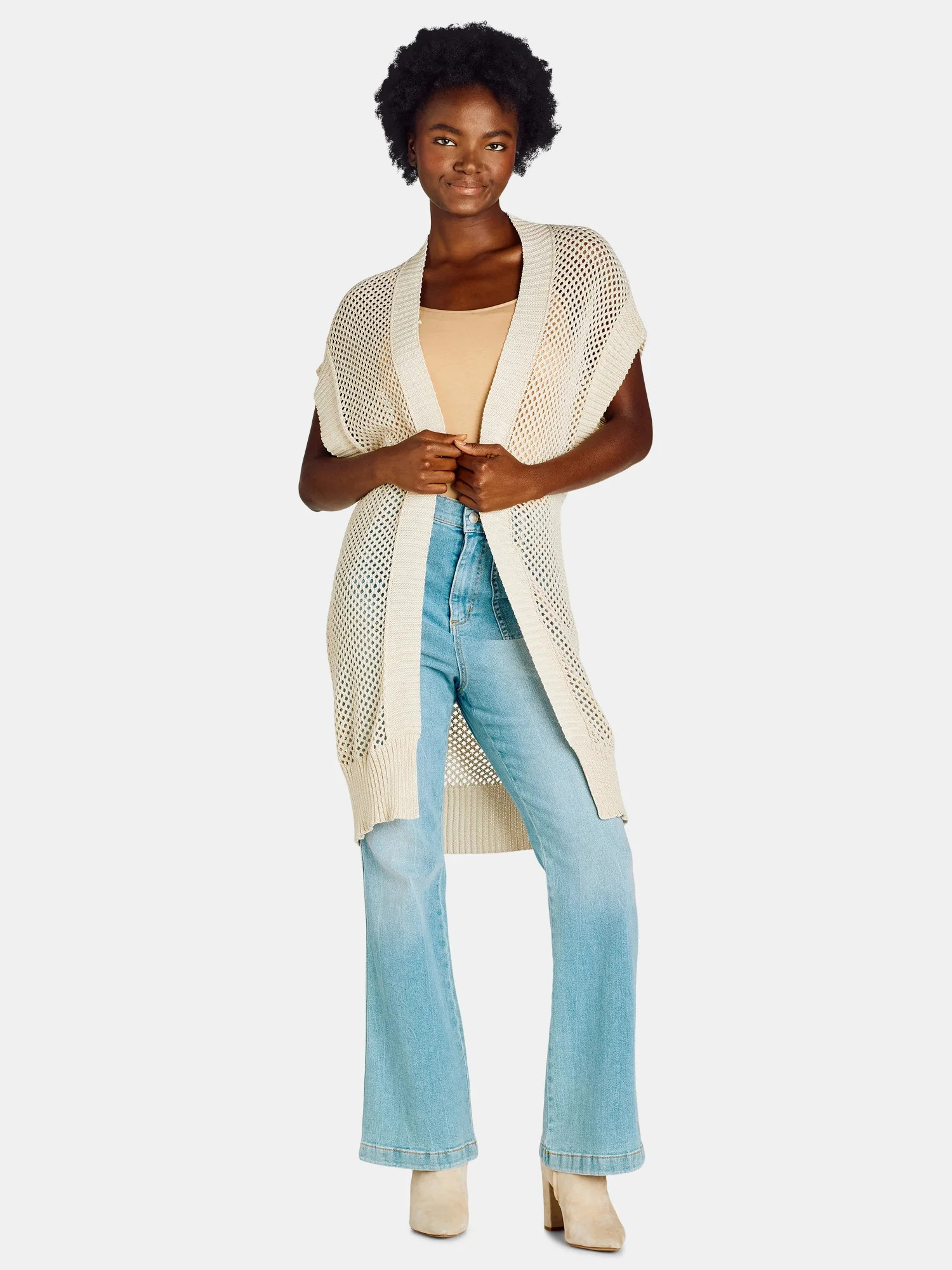 Time and Tru Women's Open Front Crochet Ruana, Sizes S-3XL | Walmart (US)