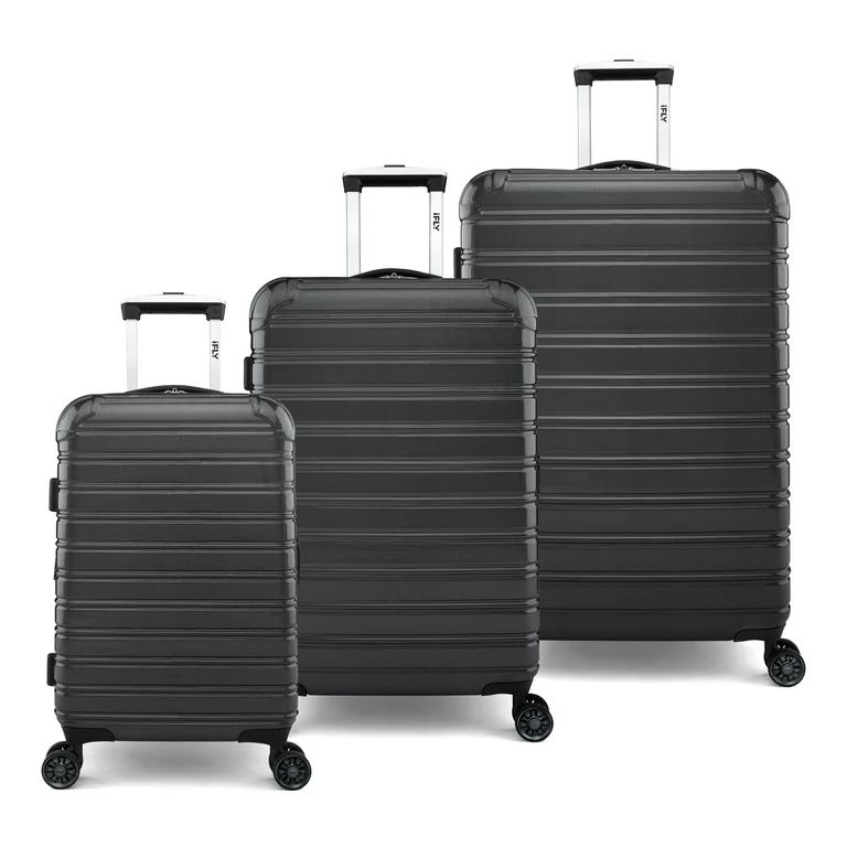 iFLY Fibertech 3 Piece Hardside Expandable Luggage Set, Black - Walmart.com | Walmart (US)