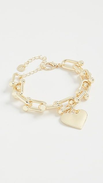 U Chain Link Heart Charm Bracelet | Shopbop
