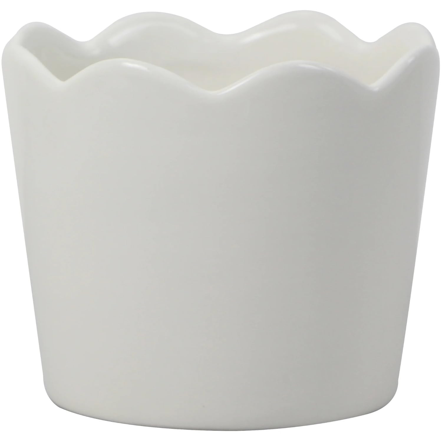 Small 6in Diameter Round White Scallop Ceramic Planter | Amazon (US)