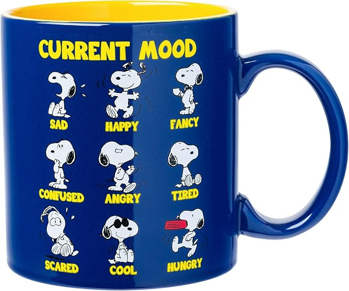 Silver Buffalo Peanuts Featuring Snoopy's Current Mood Various Emotions. Ceramic Mug, 20 Ounces | Amazon (US)