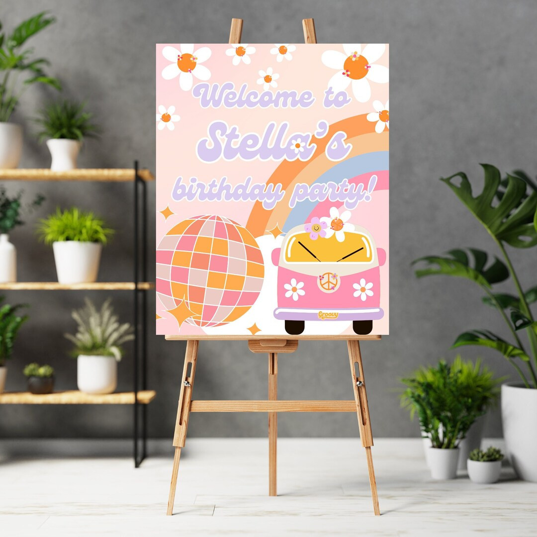 Groovy Birthday Welcome Banner First Birthday Welcome Sign Groovy One First Birthday Banner Birth... | Etsy (US)