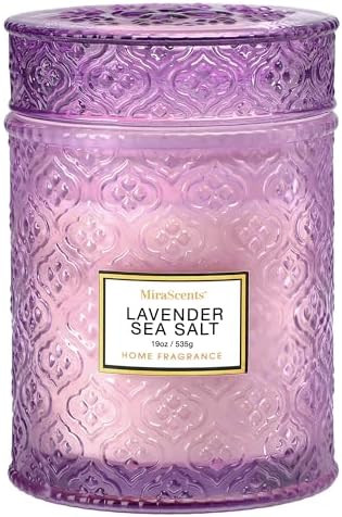 Lavender Scented Candle, 19oz Large Soy Wax Aromatherapy Candle, Lavender Sea Salt Luxury Glass J... | Amazon (US)