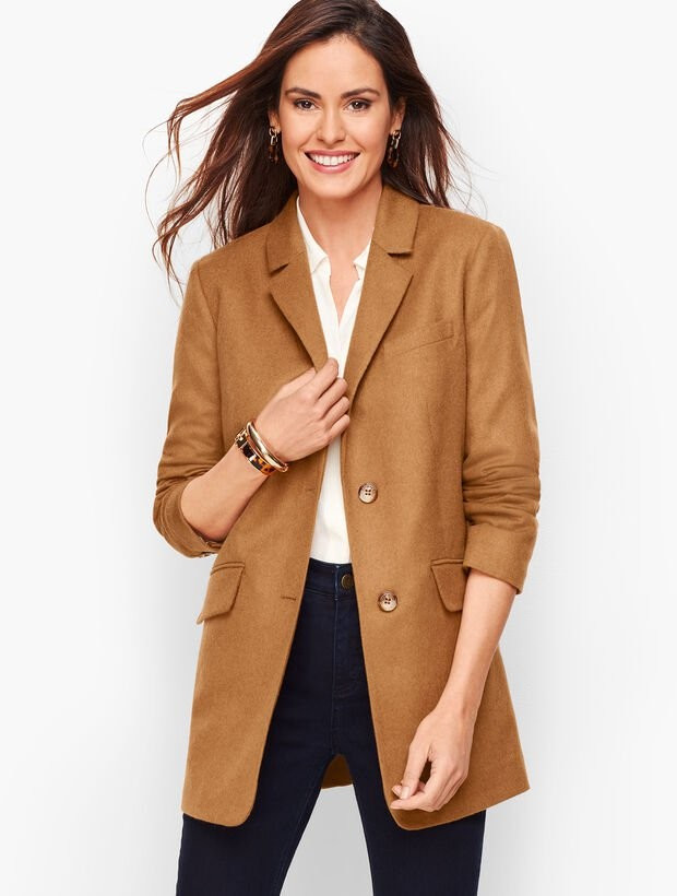 Brushed Italian Wool Long Blazer | Talbots