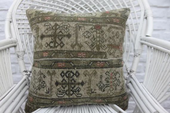 20x20 geometric pillow handmade pillow throw pillow turkish rug pillow 20x20 pillow cover home de... | Etsy (US)