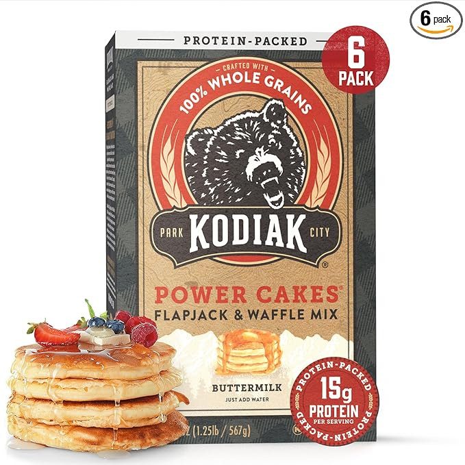 Kodiak Cakes Protein Pancake Power Cakes, Flapjack and Waffle Baking Mix, Buttermilk, 20 Oz, (Pac... | Amazon (US)