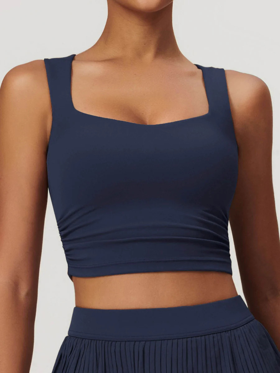 Navy Square Neck Cami Top & Reviews - Navy - Sustainable Yoga Tops | BERLOOK | BERLOOK
