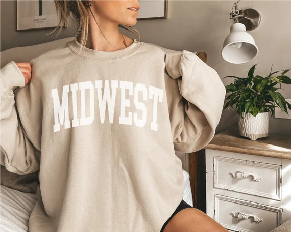 Midwest Sweatshirt, Boho Vintage Sweatshirt, Loungewear, Custom City Sweatshirt, Graphic Tee, Hom... | Etsy (US)