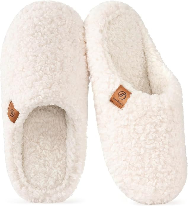 EverFoams Women's Fuzzy Slip-on Slippers Soft Comfy Memory Foam Indoor House Shoes | Amazon (US)