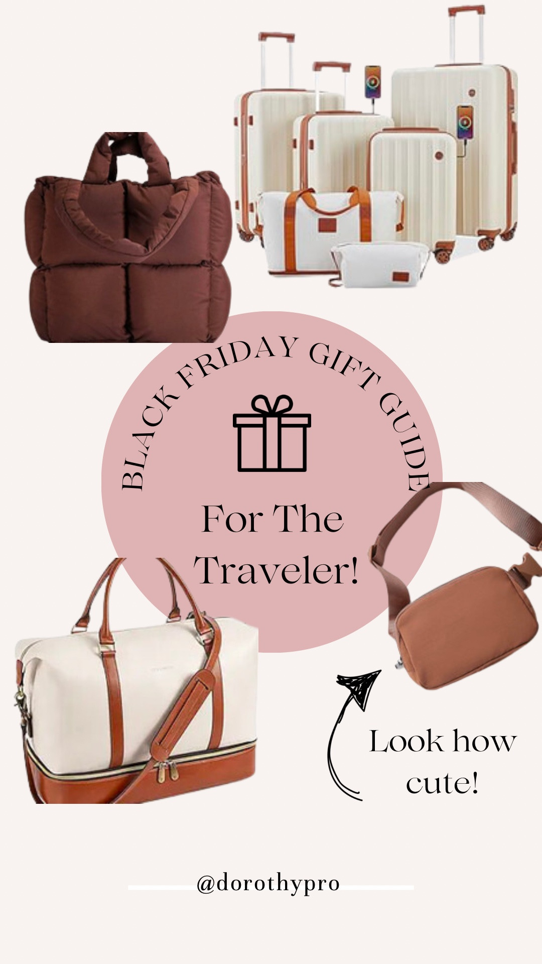 BLACK FRIDAY SALES!! 

Gift Guide for the Traveler! 
I love these items and sets! How cute?! Fanny pack, everything bag, luxury suitcase set, and  puffer purse! 

#LTKCyberWeek #LTKsalealert #LTKGiftGuide