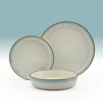 12pc Stoneware Hanover Sea Dinnerware Set Green - Tabletops Gallery: Solid Dishware Set, Service for 4, Dishwasher & Microwave Safe | Target