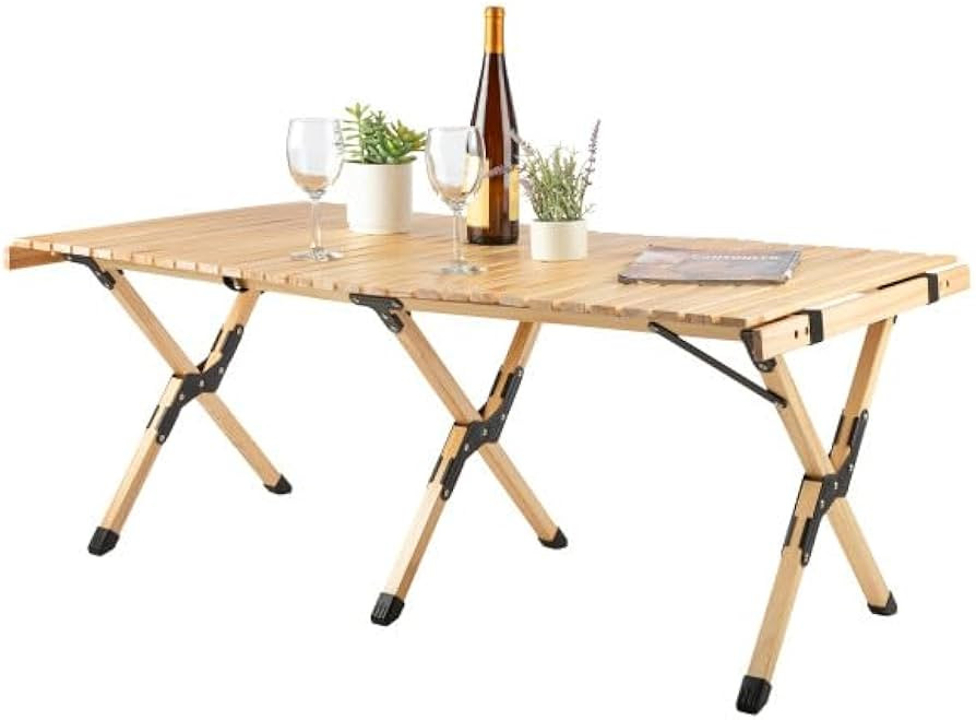 Foldable Camping Table - 4ft Roll-Up Portable Picnic Table with Carry Bag - Indoor/Outdoor Low He... | Amazon (US)