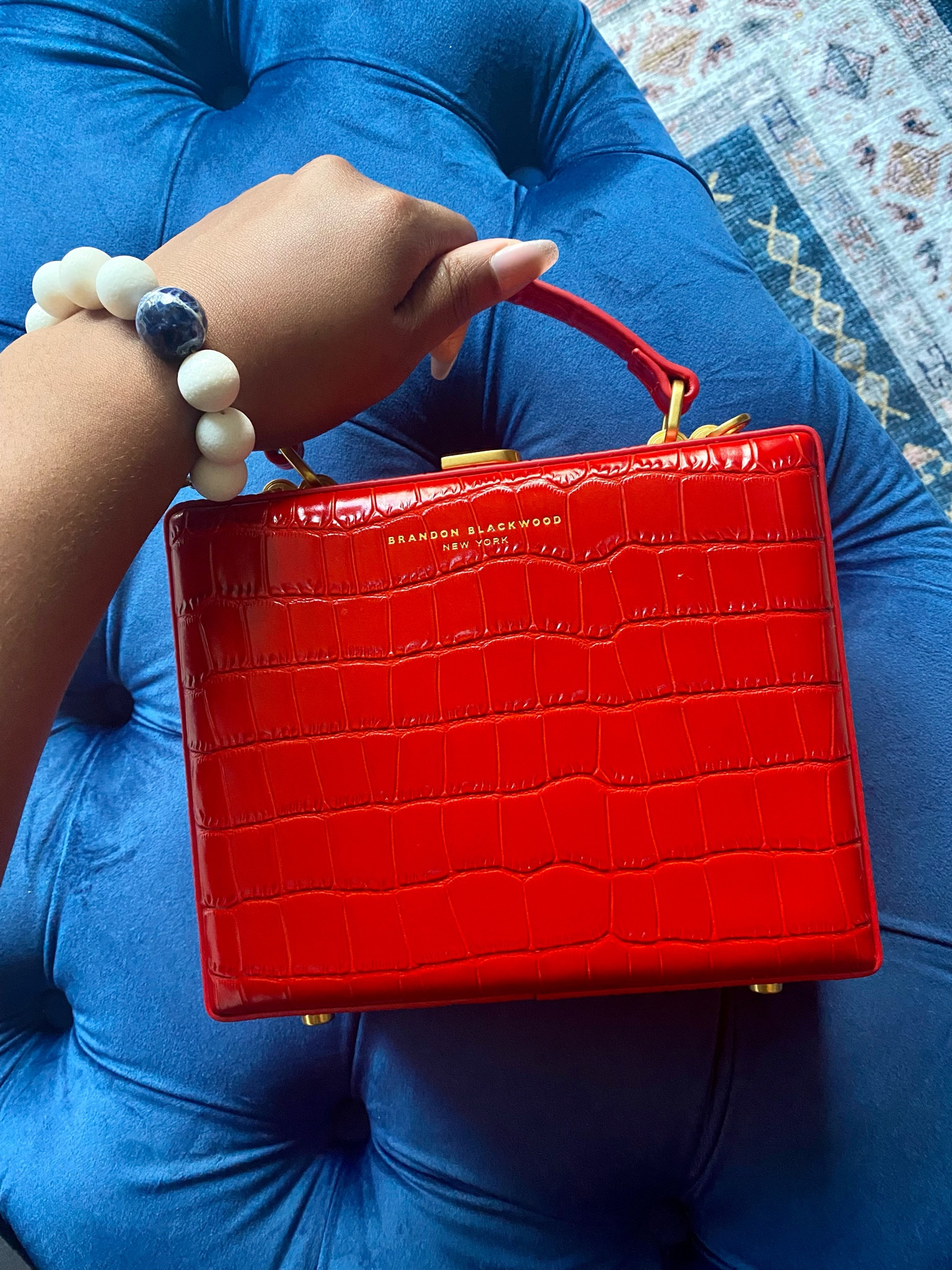 Brandon Blackwood Red Croc Embossed Kendrick Trunk Handbag 

#LTKGiftGuide #LTKstyletip #LTKitbag