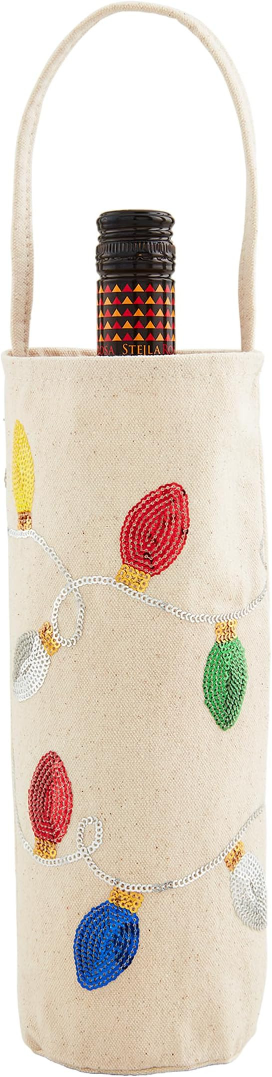 Mud Pie Sequin Wine Bag, White, 15" x 5" | Amazon (US)
