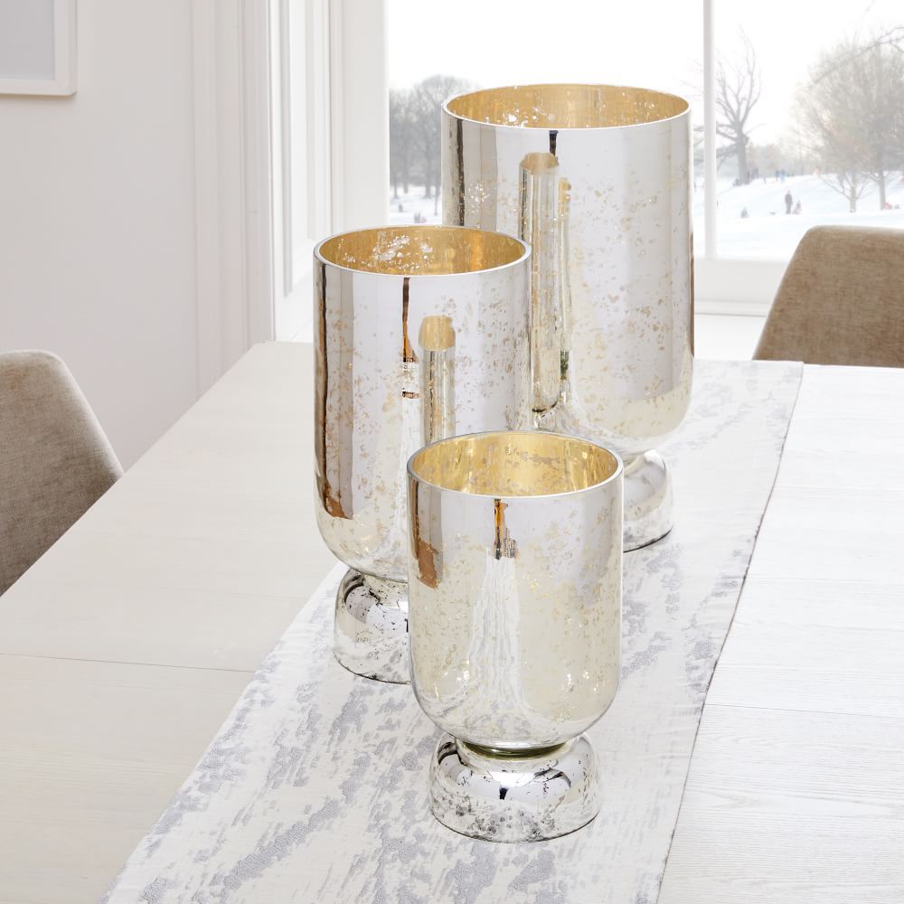 Mercury Pedestal Hurricanes - Silver | West Elm (US)