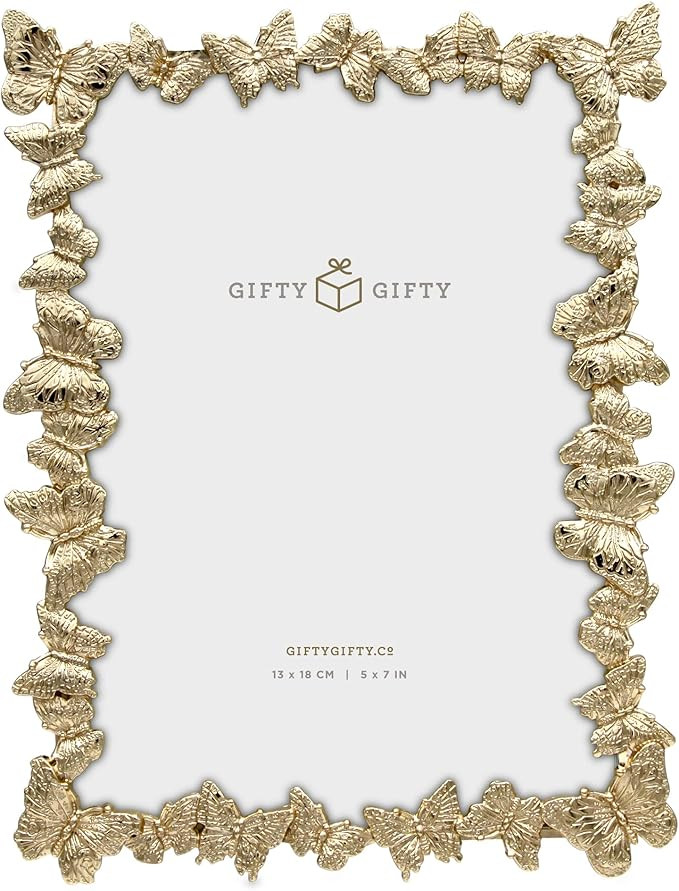 Gold Butterfly Photo Frame / 5x7 In | For Tabletop Display | Perfect for Home Decor, Wedding, Vac... | Amazon (US)