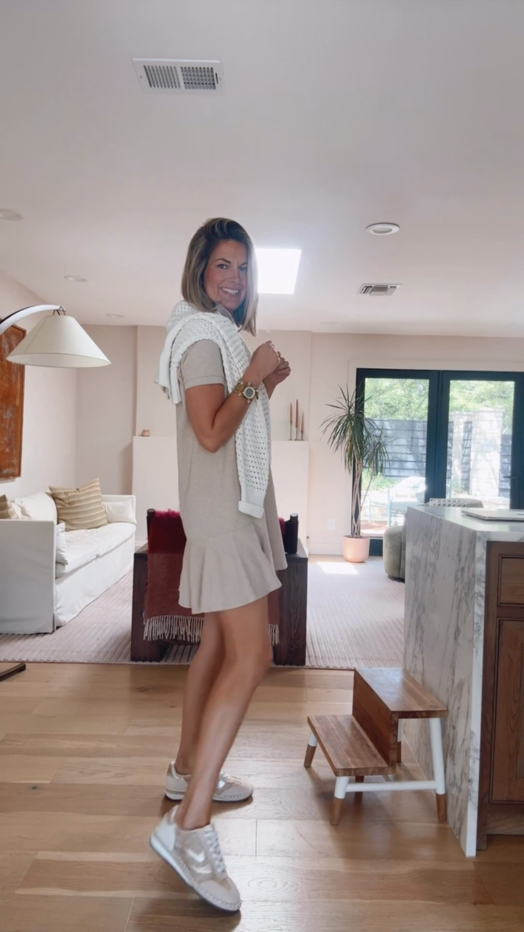 Size small dress and sweater. Sneakers true to size.  

#LTKOver40 #LTKootd #LTKTall