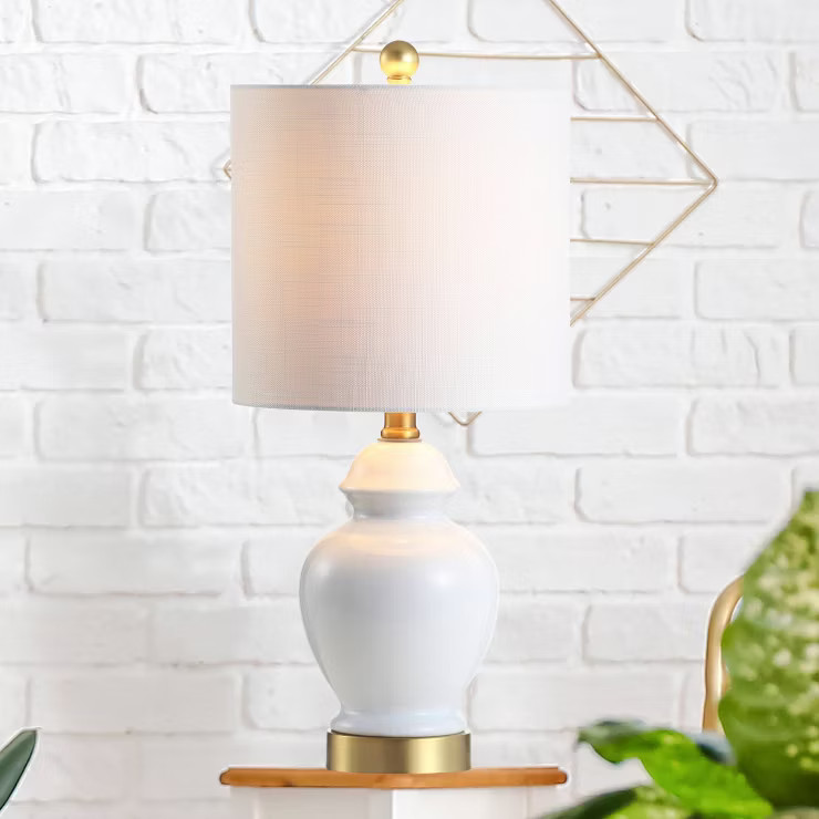 20" Perry Ceramic/Metal Table Lamp White (Includes LED Light Bulb) - JONATHAN Y | Target