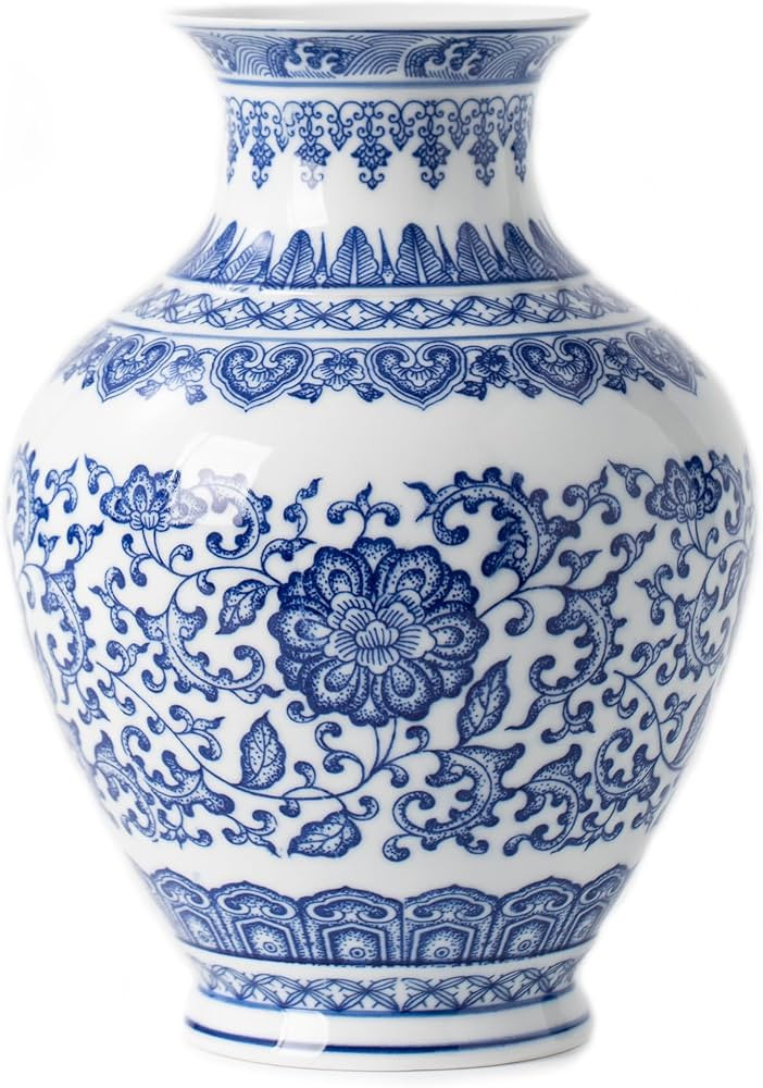 Blue and White Vase, Blue Vases Home Décor, Chinoiserie Vase, Blue and White Porcelain, Ceramic ... | Amazon (US)