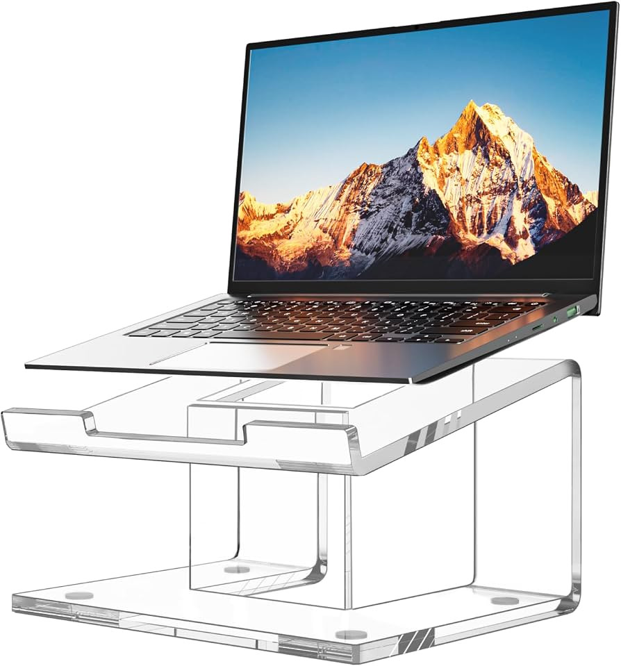FUCDTEFC Acrylic Laptop Stand for Desk, Laptop Riser for 10-15.6 Inch Laptops, Ergonomic Computer... | Amazon (US)