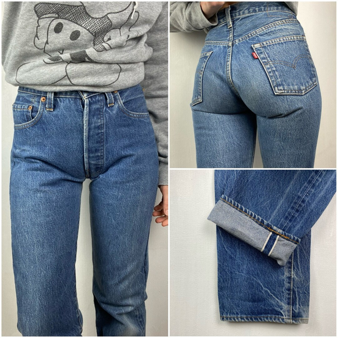 Levis 501 selvedge redline vintage w24 L34 dark blue 80s | Etsy (US)