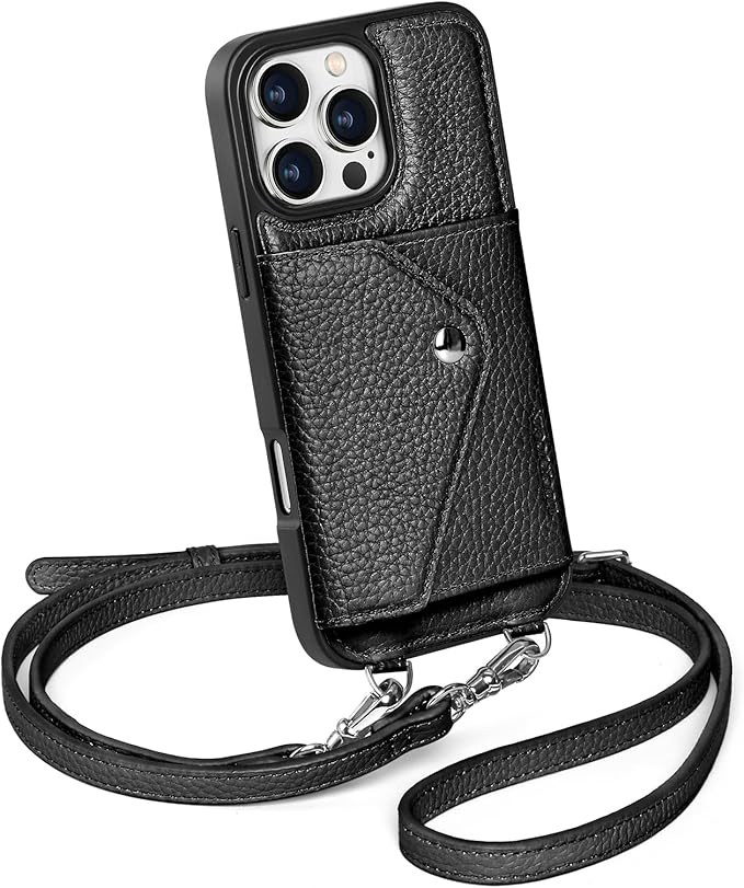 LUCKYCOIN Crossbody Wallet Phone Case for iPhone 16 Pro Max,100% Genuine Leather Phone Case with ... | Amazon (US)