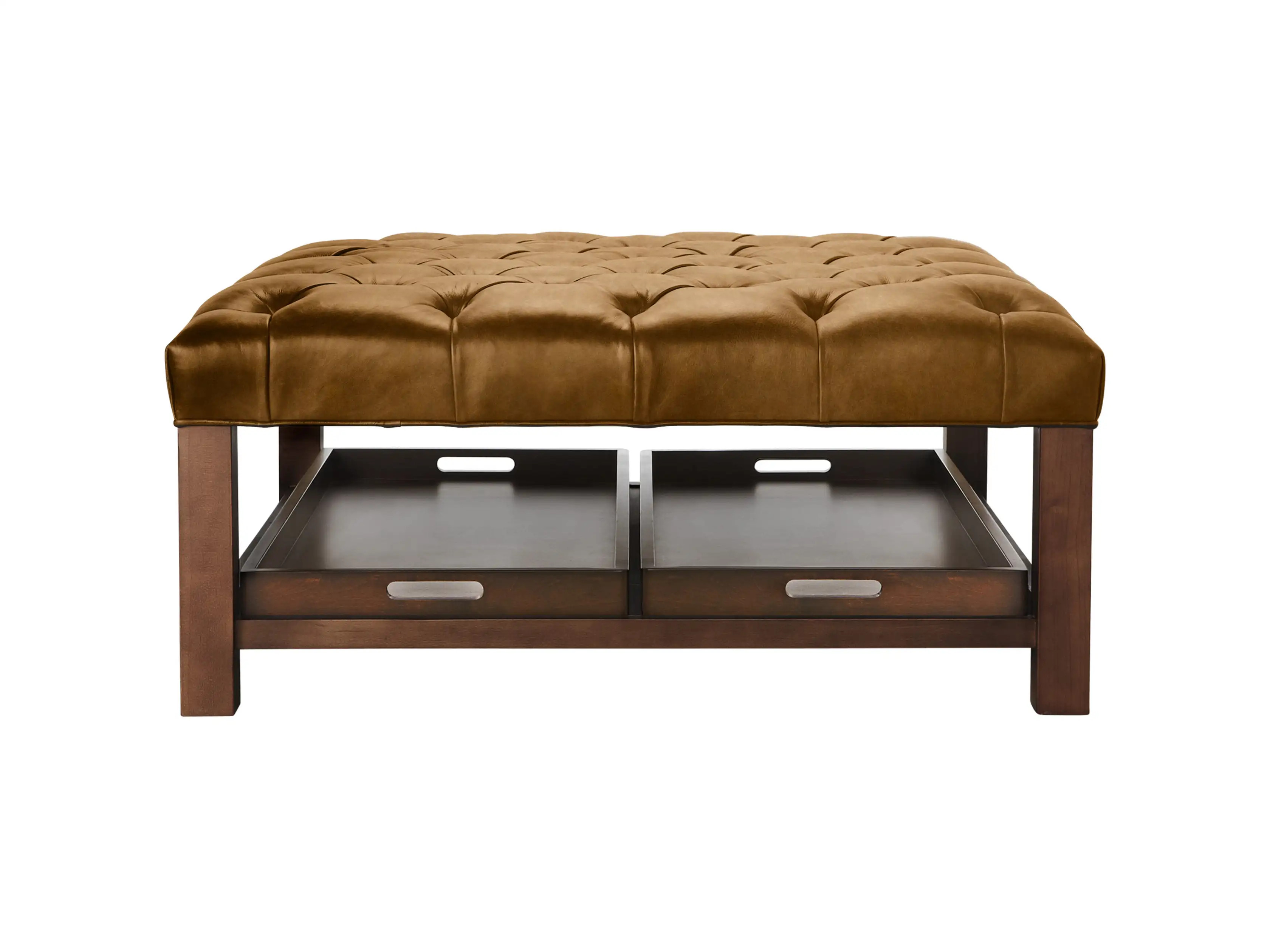 Butler Leather Tufted Ottoman | Arhaus