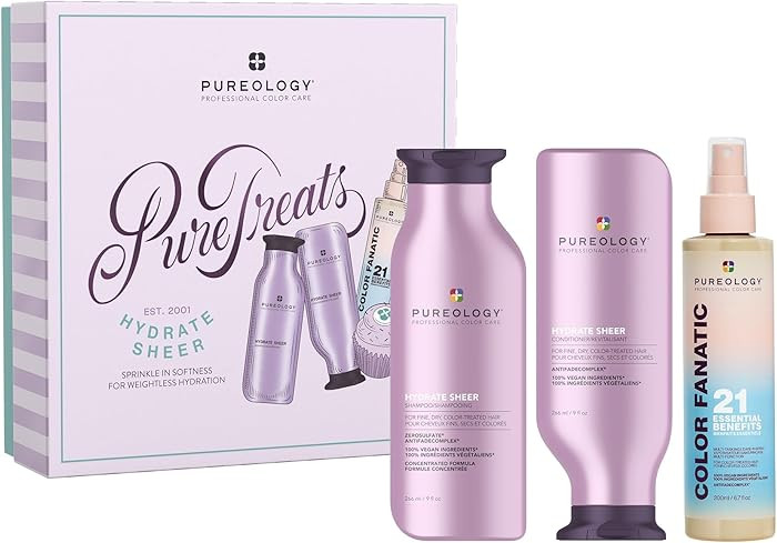 Pureology Pure Treats Hydrate Sheer Holiday Kit - Shampoo, Conditioner & Color-Fanatic Leave-In C... | Amazon (US)