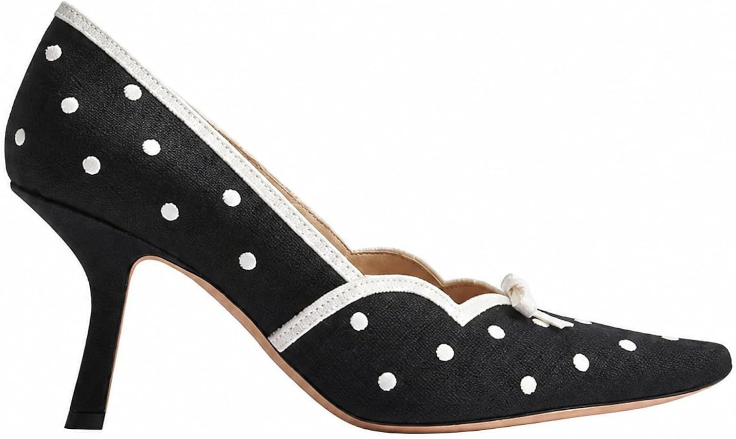 Women's Pumps Bow Polka Dot Pointed Toe Kitten Heels | Amazon (US)