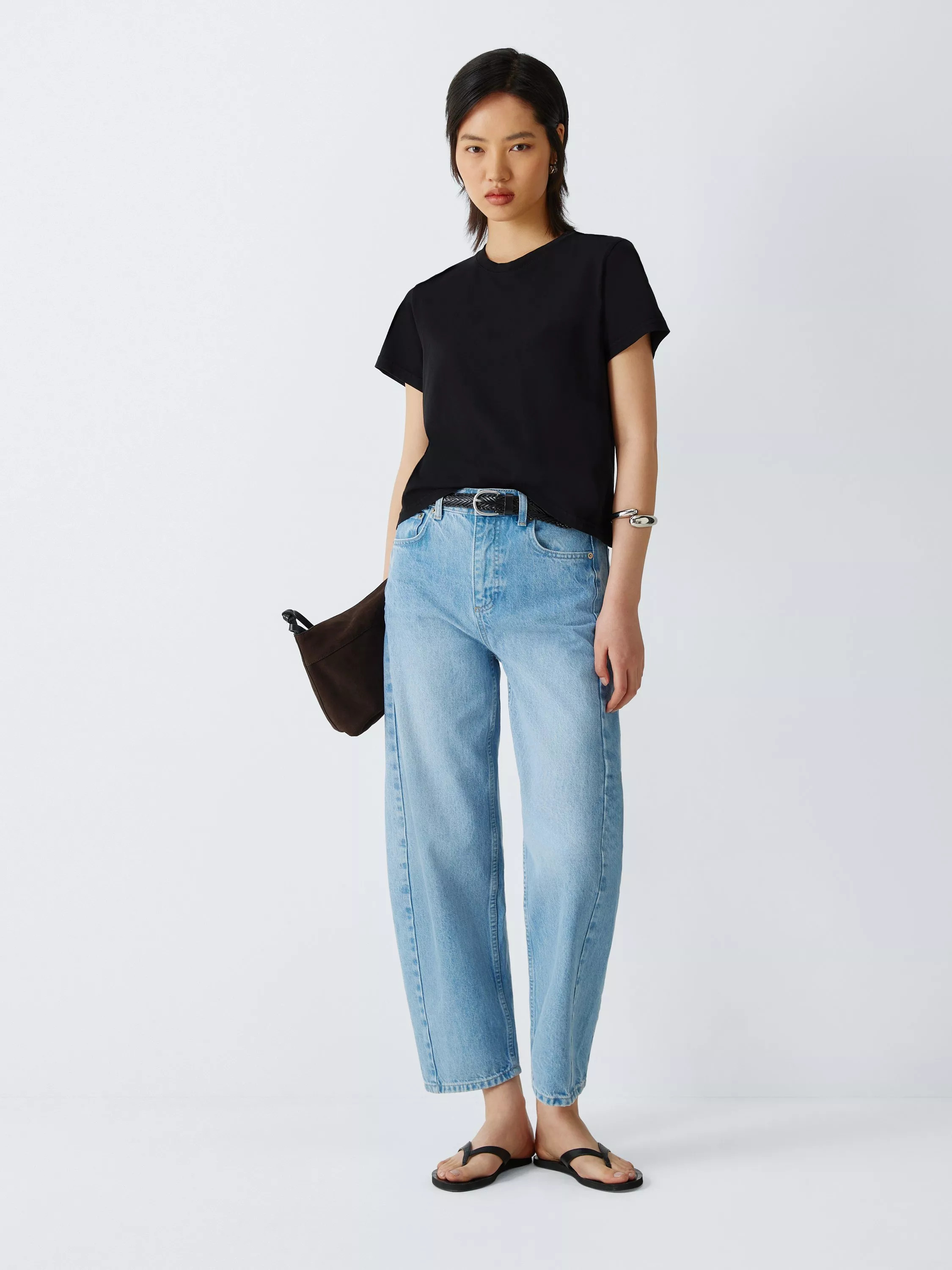 Women's Organic Boxy Cropped T-Shirt, Deep Black | John Lewis (UK)