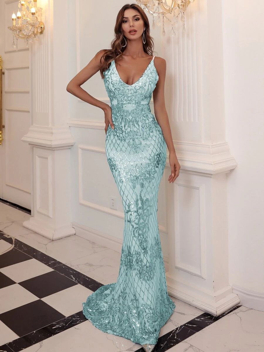 Missord Mermaid Hem Backless Sequin Prom Dress
   SKU: swdress42200902902      
          (843 Re... | SHEIN