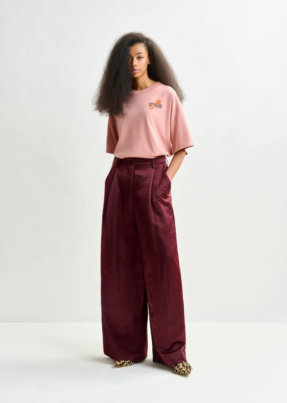 Burgundy wide-leg pants | Essentiel Antwerp United States | Essentiel Antwerp