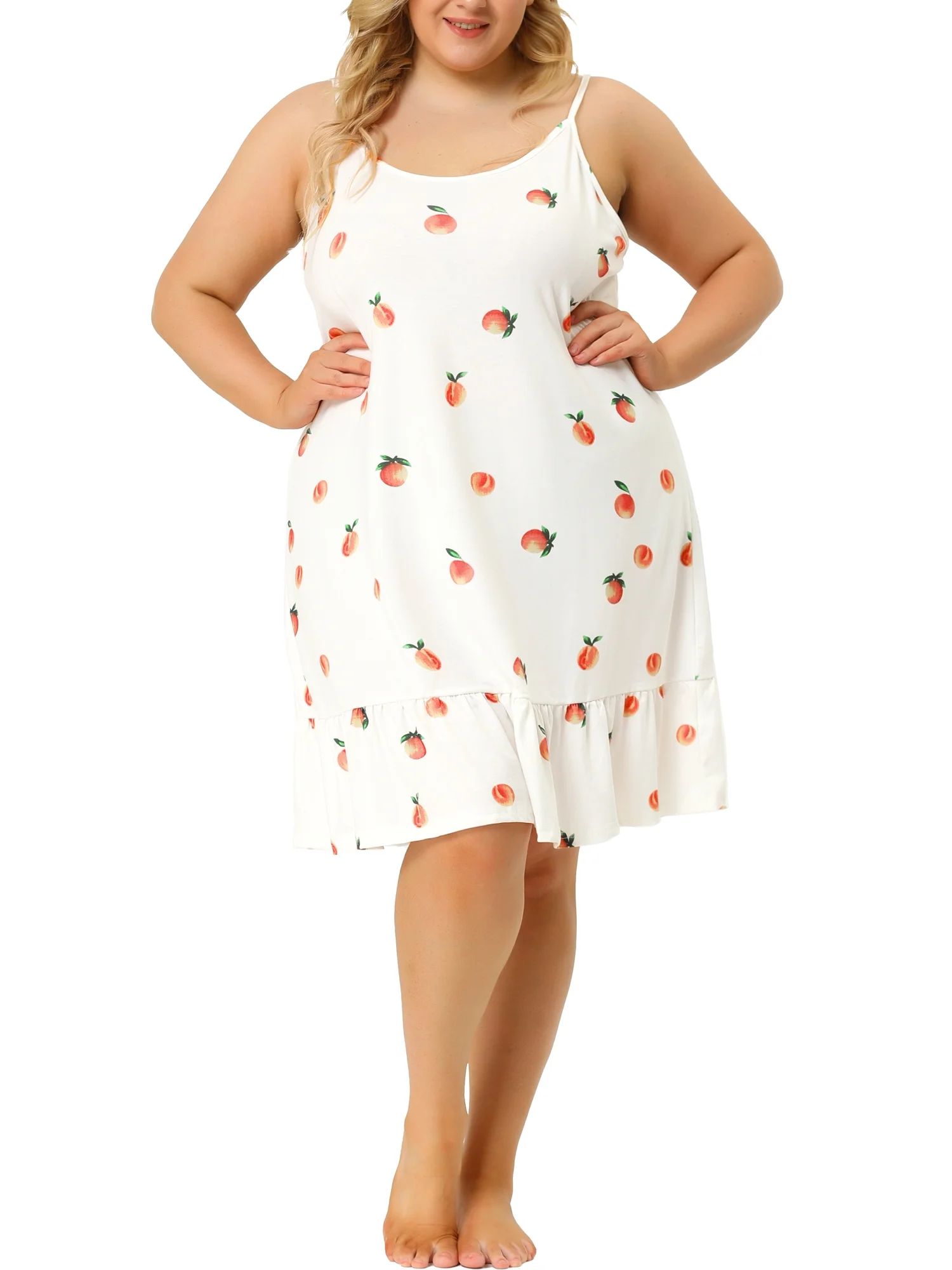 Agnes Orinda Women's Plus Size Sleeveless Pajama Fruit Print Cute Sleep Dress | Walmart (US)