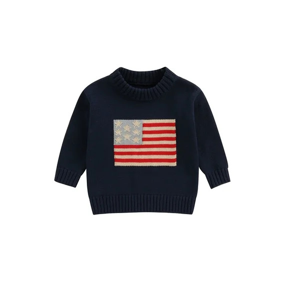 BemeyourBBs Toddler Baby Girl Boy 4th of July Outfit Spring Fall Winter Knit USA Flag Sweater Pat... | Walmart (US)