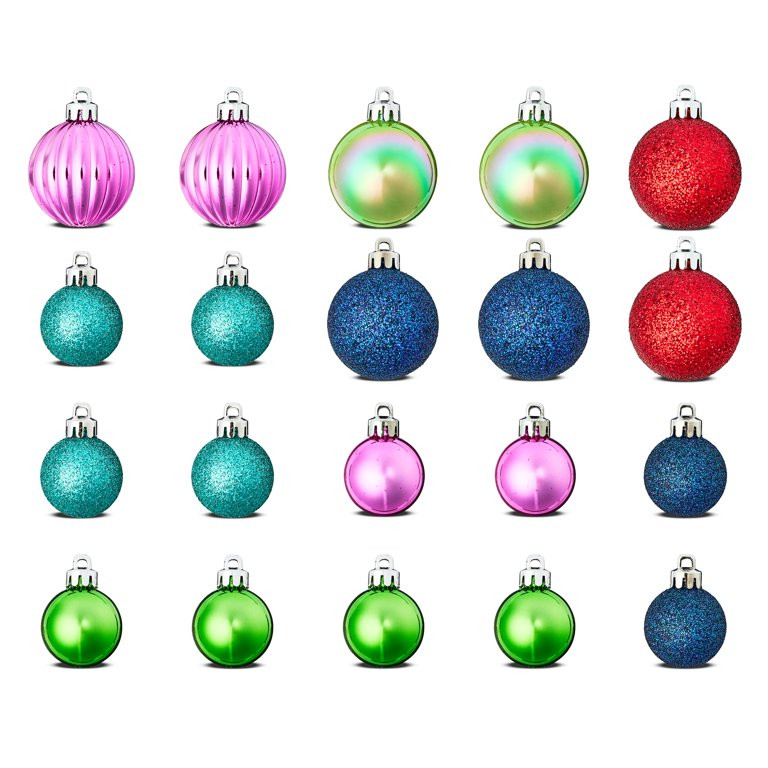 Multi-Colored Shatterproof Round Mini Christmas Ornaments, Whimsy Theme, 1.15 in, 20 Count, by Ho... | Walmart (US)
