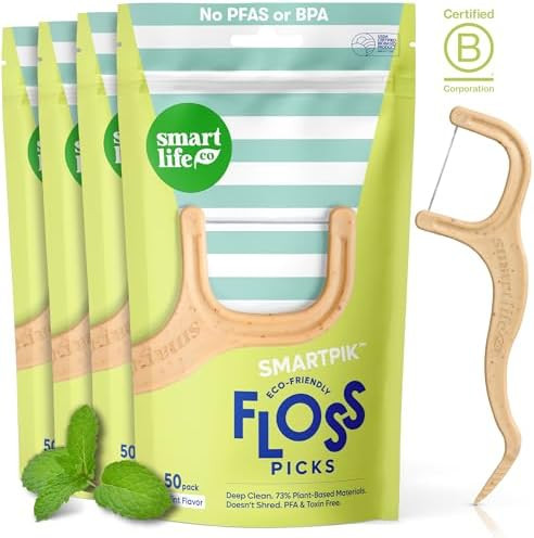 SmartLifeco Eco-Friendly Dental Floss Picks (200ct) - Flossers Made with Straw Wheat Blend, Super... | Amazon (US)