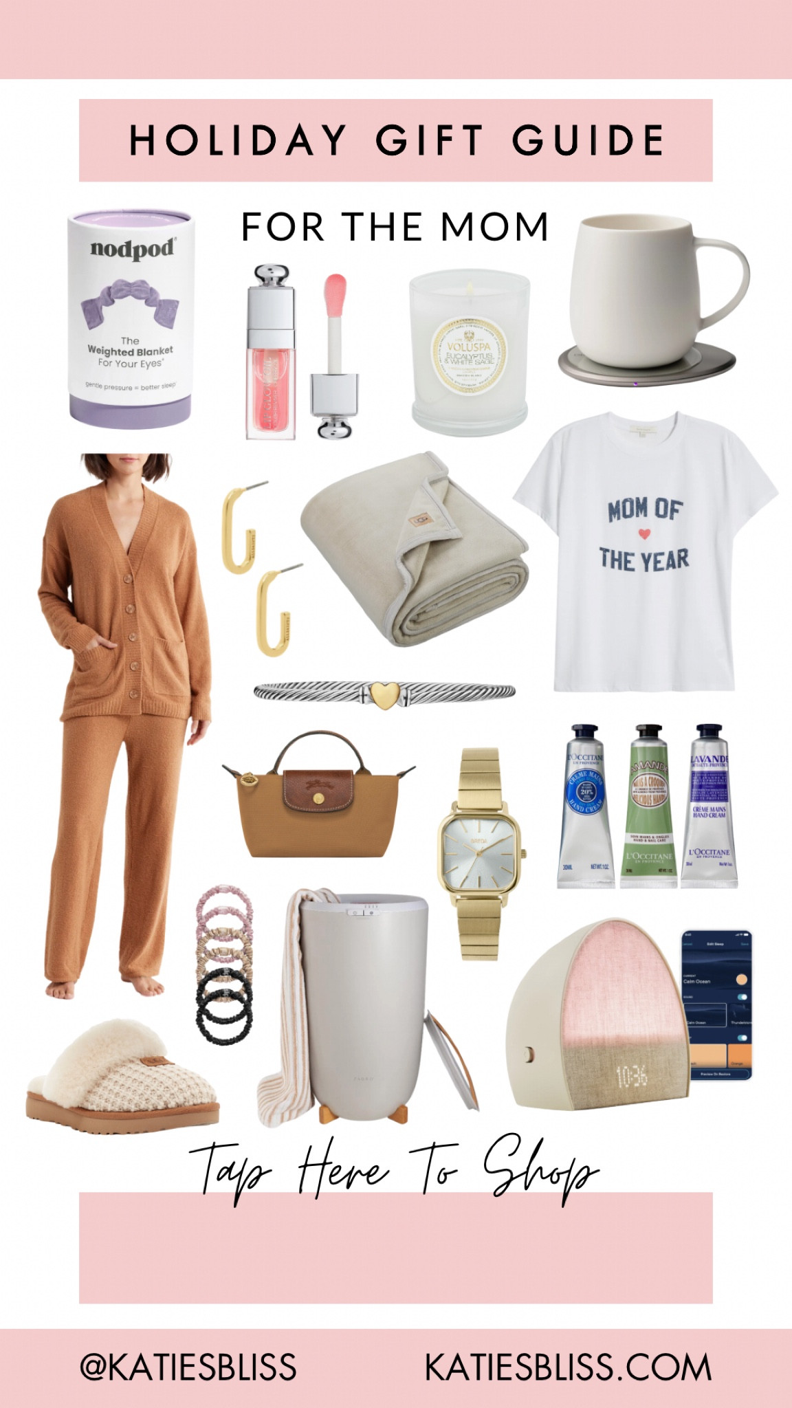 Holiday gift guide 🎁 for the mom

Lounge set. Favorite daughter tshirt. Heated mug. Ugg. Blanket. Slippers. Hatch alarm clock. Towel warmer. Longchamp. Earrings. Watch. David yurman bracelet. Beauty. Candle. Home. Mom. 



#LTKFindsUnder100 #LTKGiftGuide #LTKHome