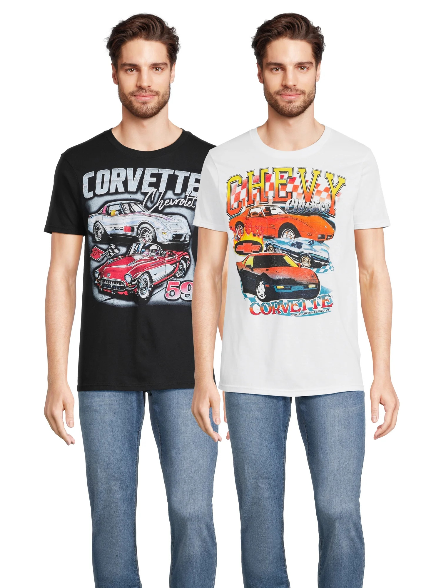 Chevrolet Corvette Men's and Big Men's Graphic Tee Shirts, 2-Pack Bundle | Walmart (US)
