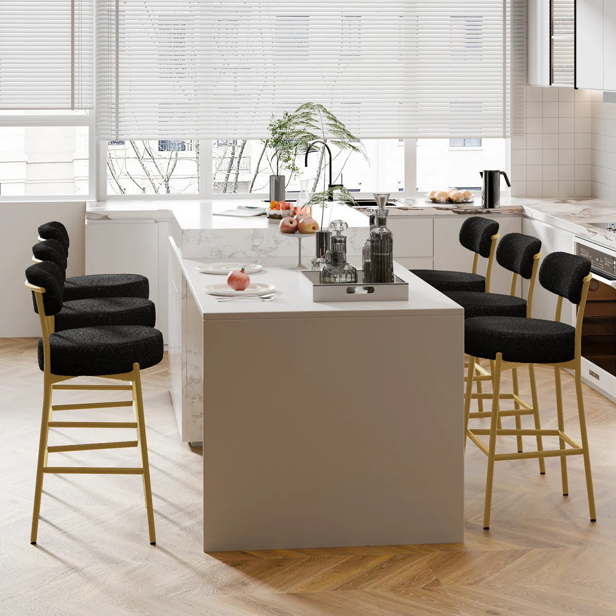 Bar Stools Set Of 3, Counter Height Bar Stools With Back And Metal Legs, High Top Island Chairs W... | Wayfair North America