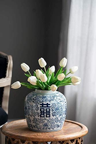 A&B Home Blue and White Ceramic Ginger Jar with Lid Ancient Chinese Oriental Style Multi Purpose | Amazon (US)