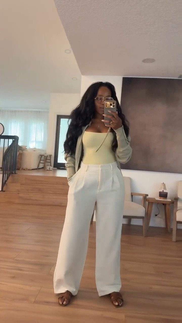 Scroll to shop this effortless neutral outfit that blends tailored pieces with relaxed style. The wide-leg trousers paired with a soft cardigan and fitted tank create a polished look that feels modern, minimal, and easy to wear.

Perfect for casual work days, travel outfits, brunch, coffee runs, and everyday elevated style.

5'4" | 138 lbs | 34D bust | 27" waist | 40" hips#LTKSpringSale 

#LTKdayinmylife #LTKootd #LTKgrwm

#LTKgrwm #LTKootd #LTKPetite