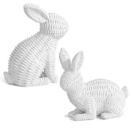 Ayieyill 2 Pcs Easter Rabbit Decor, Easter Rattan Bunny Resin Ornaments for Home Courtyard Tabletop to Enhance The Easter Atmosphere | Walmart (US)