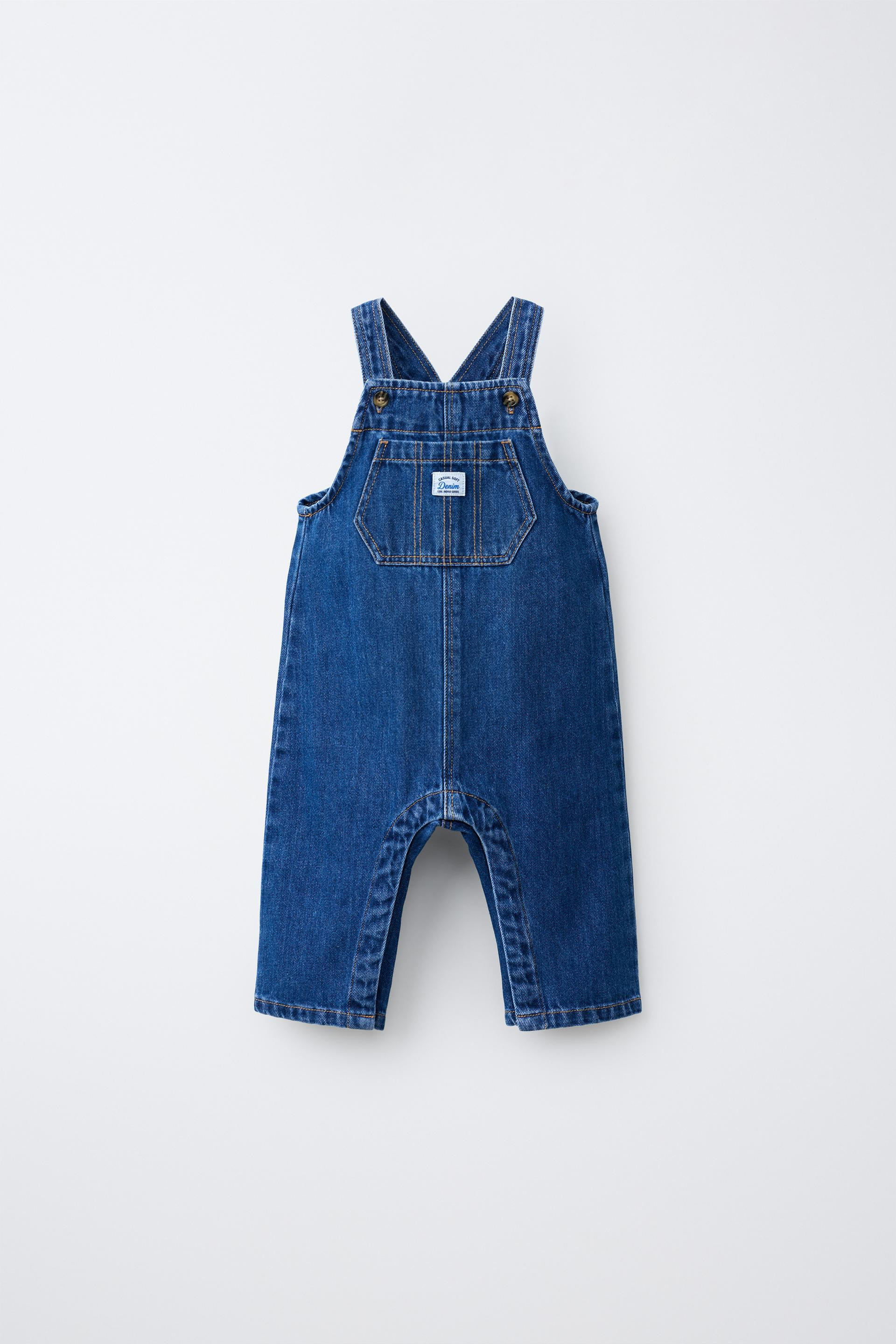 Zara - Long Denim Overalls - Mid-Blue - 9-12 Months (31,5 Inches) - Kids | Zara US