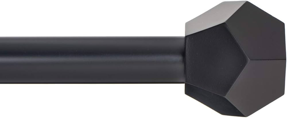 Ivilon Drapery Treatment Window Curtain Rod - Faceted Hexagonal 1 inch Pole. 28 to 48 Inch. Black | Amazon (US)