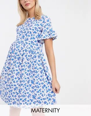 Wednesday's Girl Maternity mini smock dress in vintage floral | ASOS (Global)
